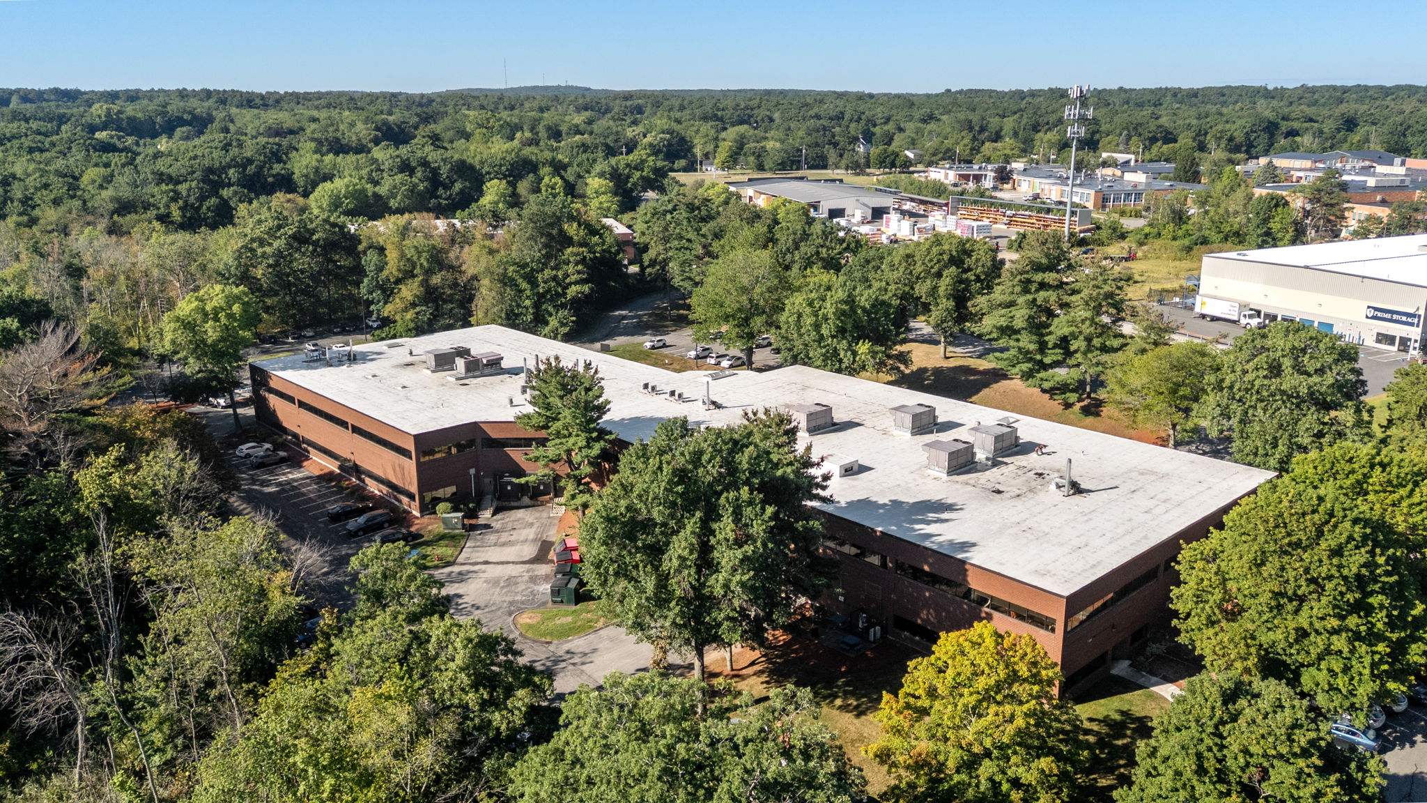 Aerial view of 3 Riverside Drive, an R&D property in Andover, Massachusetts